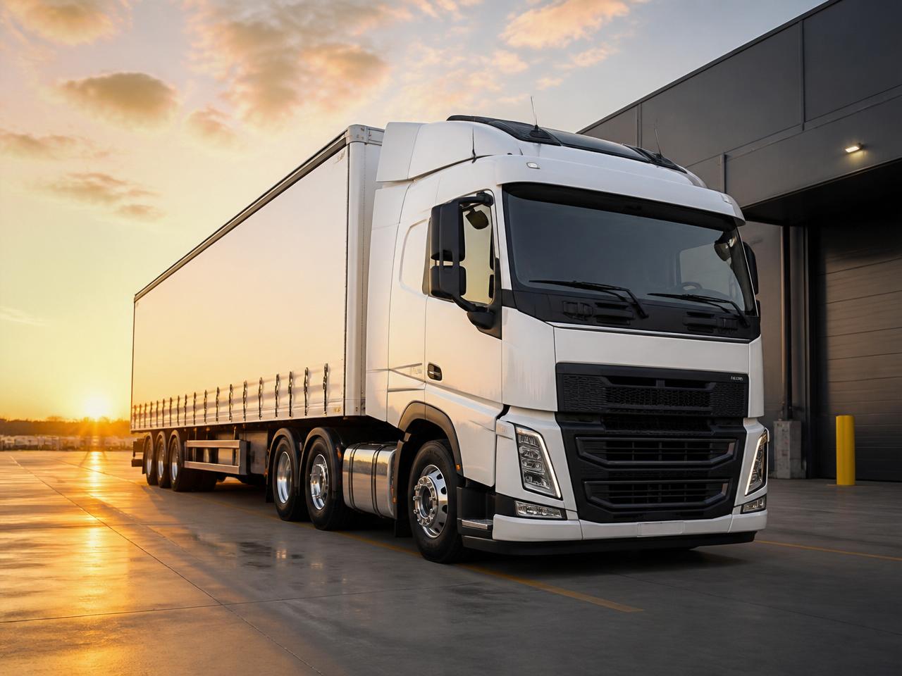 Dedicated freight truck parked at a regional depot at dawn