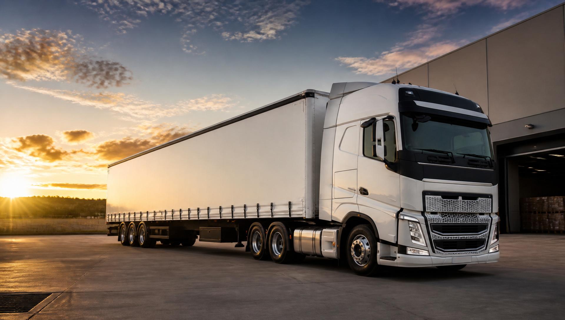 White freight truck at an Australian depot at dusk, ready to keep businesses moving